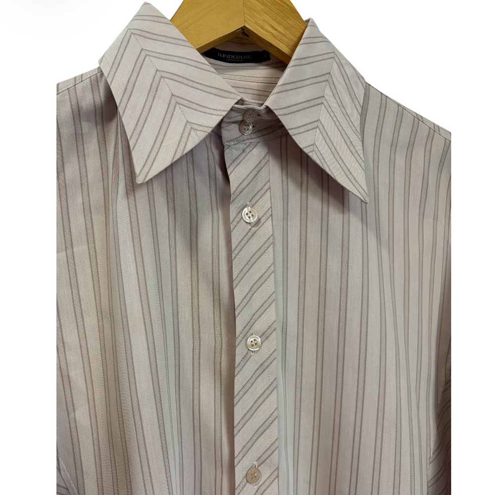 Preppy J Lindberg Pastel Pink Striped Cotton Dress Shirt